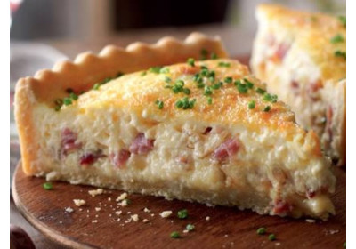 Quiche de tocino conocido como quiche Lorraine.