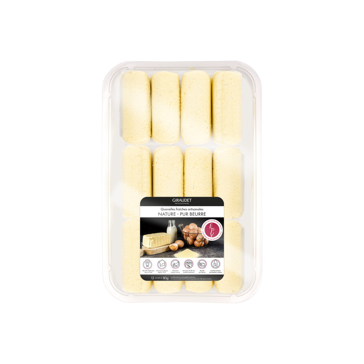 Quenelle artigianale fresca, semplice, burro puro 12x80g