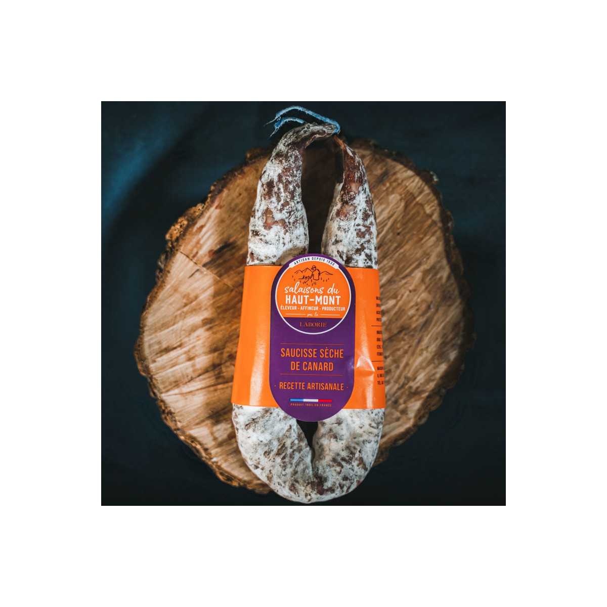 Saucisse sèche de canard et de porc fermier français ±230g