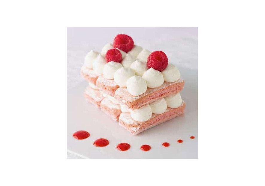 Tiramisù Rosé Champagne e biscotti rosa di Reims
