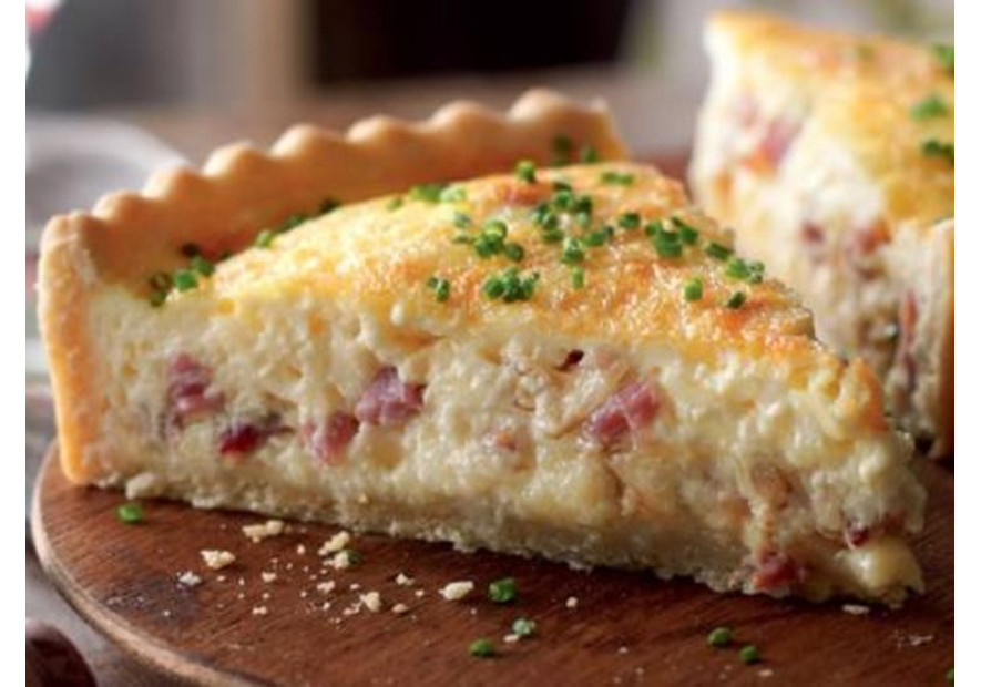 Quiche de tocino conocido como quiche Lorraine.